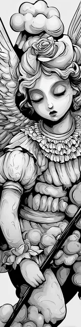 Free angel bookmark to color featuring sweeping angel